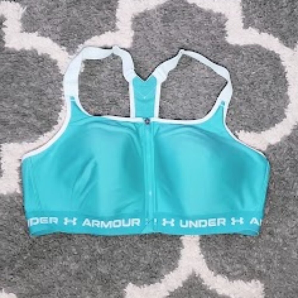 Under Armour Size 40D High Crossback Zip Front Sports Bra